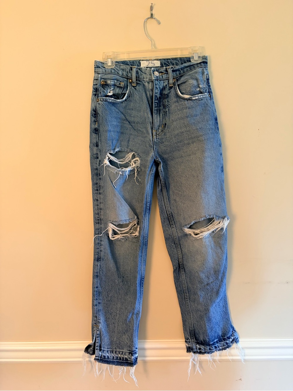 Classic High-Rise Distressed Blue Jeans - Women